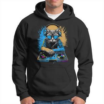 Cat With Headphones Dj Cat In Sunglasses Cat Dj Hoodie - Thegiftio UK