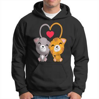 Cat Heart Valentines Day Cute Kitten Kitty V-Day Pajama Hoodie - Monsterry DE