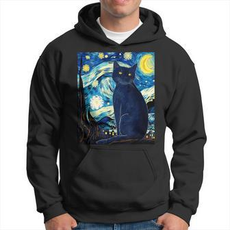 Cat Lover Vincent Van Gogh Inspired Starry Night Hoodie - Thegiftio UK
