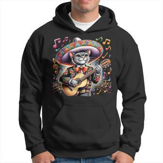 Cat Playing Guitar Mexican Hat Cinco De Mayo Music Hoodie - Monsterry AU