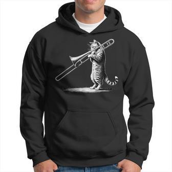 Cat Playing Trombone Player Trombonist Instrument Hoodie - Monsterry CA