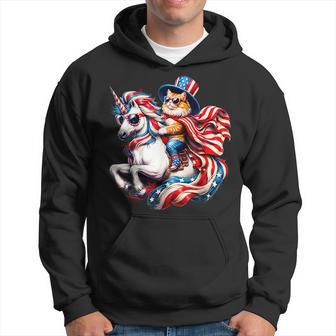 Cat Riding Unicorn Usa Flag Patriotic 4Th Of July Hoodie - Thegiftio UK