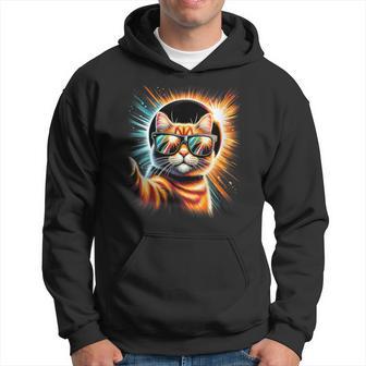 Cat Taking A Selfie With Solar Eclipse 2024 Wearing Glasses Hoodie - Thegiftio UK