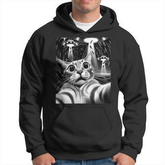 Cat Ufo Invasion Cat Meme Retro Alien Cat Ufo Selfie Hoodie - Seseable