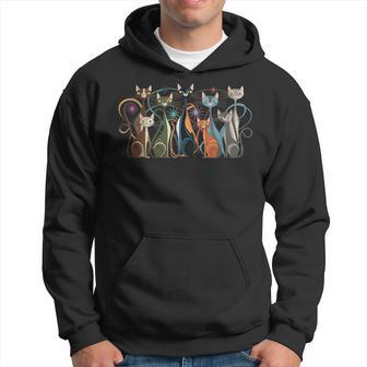 Cat Vintage Retro Mid-Century Modern Look Cats 50S 60S Style Hoodie - Monsterry AU