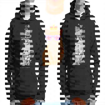 Cat Wearing Sunglasses And Crown England Uk Flag Hoodie - Thegiftio UK