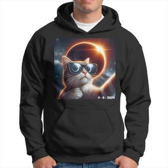 Cat Wearing Sunglasses Selfie With Solar Eclipse 2024 Hoodie - Thegiftio UK
