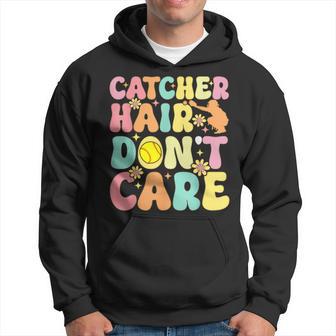 Catcher Hair Don't Care Softball Catcher Softball Player Hoodie - Monsterry UK