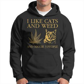 I Like Cats And Weed And Maybe 3 People Hoodie - Thegiftio UK