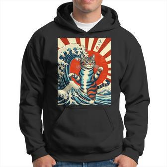 Catzilla The Great Wave Off Kanagawa Great Wave Catzilla Hoodie - Monsterry