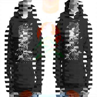 Chat Japonais Samurai Ninja La Grande Vague Kanagawa Sur Le Dos Sweat à capuche - Cadeauxyz