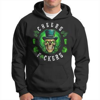 Cheers Fuckers St Patrick's Day Irish Skull Beer Drinking Hoodie - Seseable