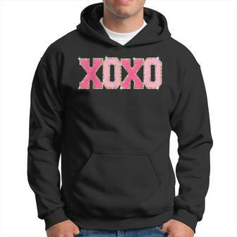 Chenille Patch Sparkling Xoxo Valentine Day Heart Love Hoodie - Seseable