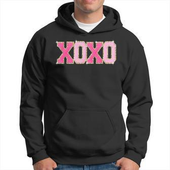 Chenille Patch Sparkling Xoxo Valentines Day Heart Love Hoodie - Seseable