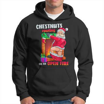 Chest Nuts Roasting Naughty Santa Dirty Food Pun Xmas Hoodie - Thegiftio UK