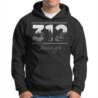 Chicago 312 Area Code Skyline Illinois Vintage Hoodie - Seseable