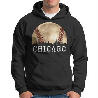 Chicago Skyline City Vintage Baseball Lover Hoodie - Seseable