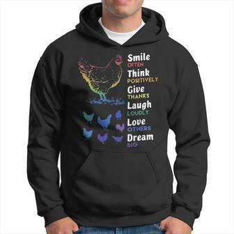 Chicken Smile Often Think Positively Give Thanks Laugh Loudly Love Others Dream Big Hoodie | Mazezy
