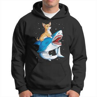 Chihuahua Riding Shark Jawsome Dog Lover Space Galaxy Hoodie | Mazezy