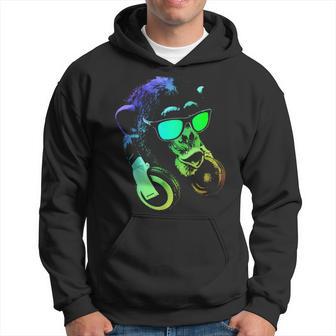 Chimp Monkey With Dj Headphones And Sunglasses Hoodie - Thegiftio UK