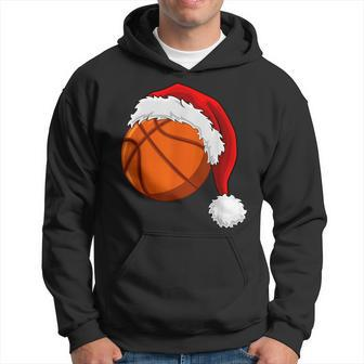 Christmas Basketball Ball Santa Hat Boys Sport Xmas Hoodie - Thegiftio UK