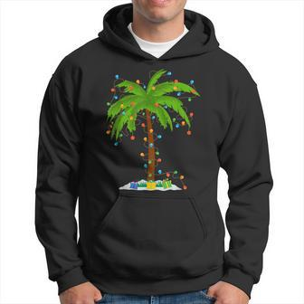 Christmas Beach Palm Tree With Xmas Lights Tropical Santa Hoodie - Thegiftio UK