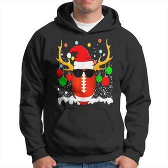 Christmas Football Santa Hat Sports Xmas Team Lovers Holiday Hoodie - Seseable