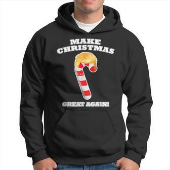 Make Christmas Great Again Holiday Candy Cane Trump Hair Hoodie - Monsterry