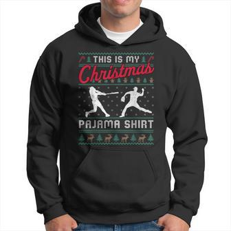 This Is My Christmas Pajama Baseball Ugly Sweater Hoodie - Monsterry