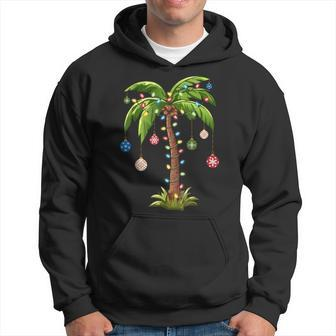 Christmas Palm Tree Light Hawaiian Tropical Xmas Hoodie - Seseable
