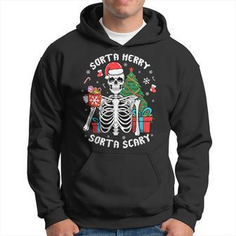 Christmas Skeleton Xmas Goth Spooky Sorta Merry Sorta Scary Hoodie - Monsterry