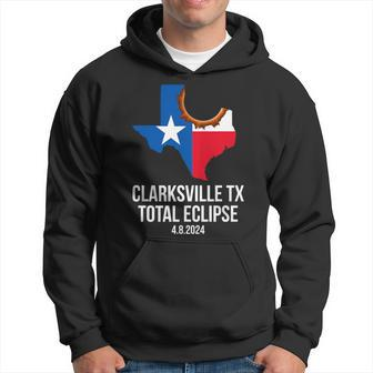 Clarksville Texas Total Eclipse 2024 State Outline Tx Flag Hoodie - Seseable