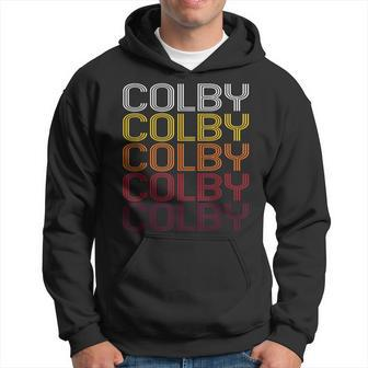 Colby Retro Wordmark Pattern Vintage Style Hoodie - Monsterry