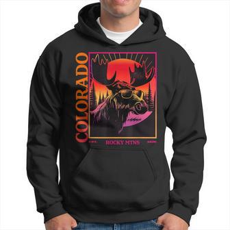 Colorado Mountain Moose Retro Vintage 80S Elk Colorado Hoodie - Monsterry