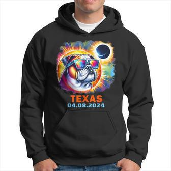 Colorful Bulldog Total Solar Eclipse 2024 Texas Hoodie | Mazezy