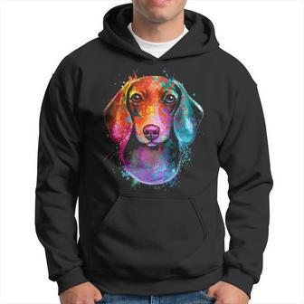 Colorful Dachshund Dog Art Illustration Hoodie | Mazezy