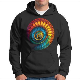 Colorful Fibonacci Spiral Psychedelic Colors Abstract Math Hoodie - Thegiftio UK