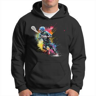 Colorful Lacrosse Player Boy On Lacrosse Hoodie | Mazezy
