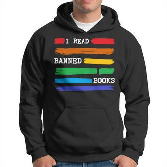 Colorful I Read Banned Books Fun Librarian Week Rainbow Hoodie - Monsterry UK