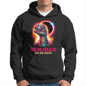Colorful Totality Total Solar Eclipse 2024 T Rex Dinosaur Hoodie - Seseable