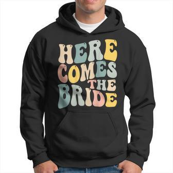 Here Comes The Bride Aesthetic Trend Words On Back Hoodie - Monsterry