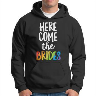Here Comes The Brides Lesbian Pride Lgbt Wedding Hoodie - Monsterry