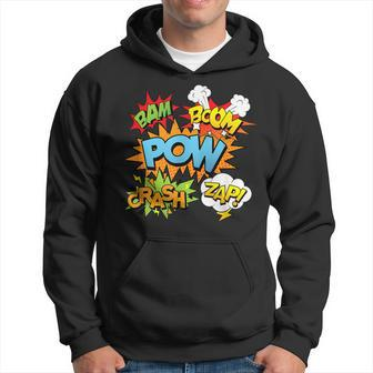Comic Book Bam Pow Crash Boom Zap Bubbles In Bright Colors Hoodie - Monsterry