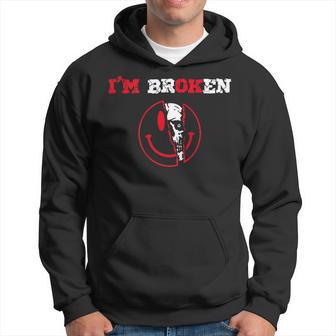 Confused Skull I'm Broken Invisible Illness I'm Ok Broken Hoodie - Thegiftio UK