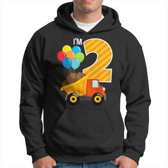 Construction Truck 2Nd Birthday Boy 2 Dump Truck Two Yrs Old Hoodie - Monsterry