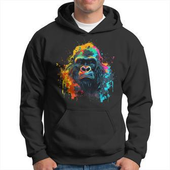 Cool Gorilla On Colorful Painted Gorilla Hoodie - Monsterry DE