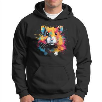 Cool Hamster On Colorful Painted Hamster Hoodie - Monsterry