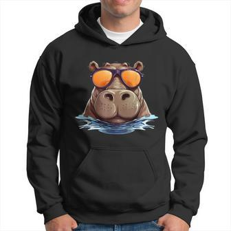 Cool Hippo With Sunglasses For Animals Costume Hoodie - Monsterry UK