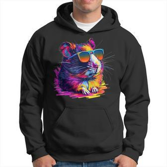 Cool Looking Hamster With Multicolor Sunglasses Outfit Hoodie - Monsterry