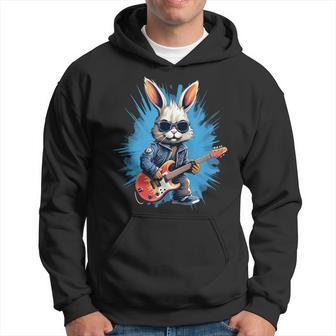 Cool Rocker Bunny With Electric Guitar For Rock Easter Event Hoodie - Thegiftio UK